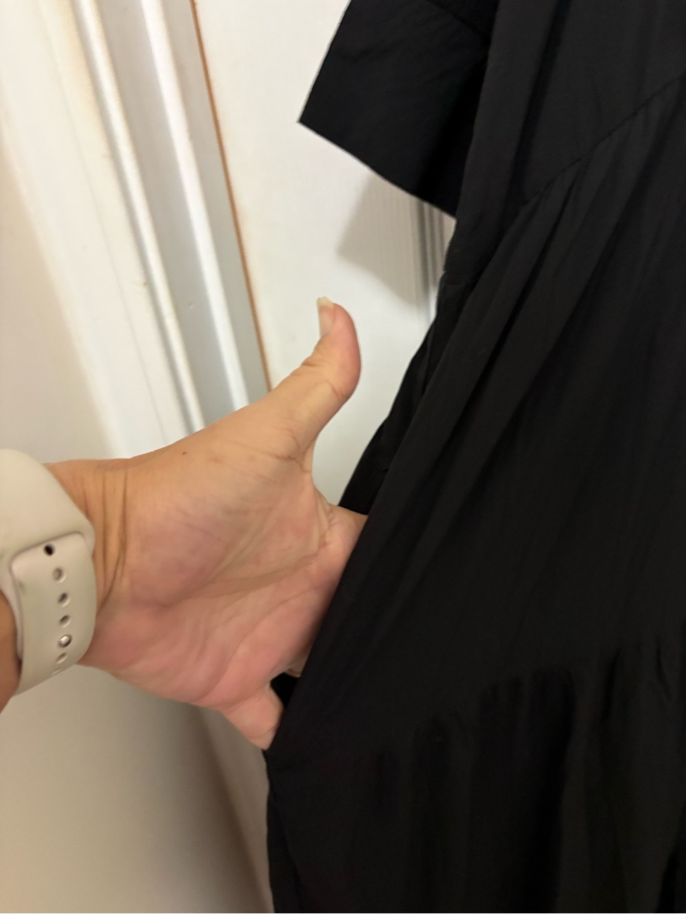 NATURAL LIFE black cotton collared midi dress - Picture 6 of 8